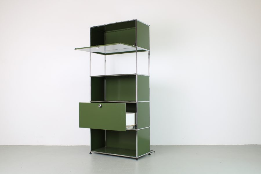 USM Haller kast, 75/35/175 cm, Olive Green met verlichting - Afbeelding 2