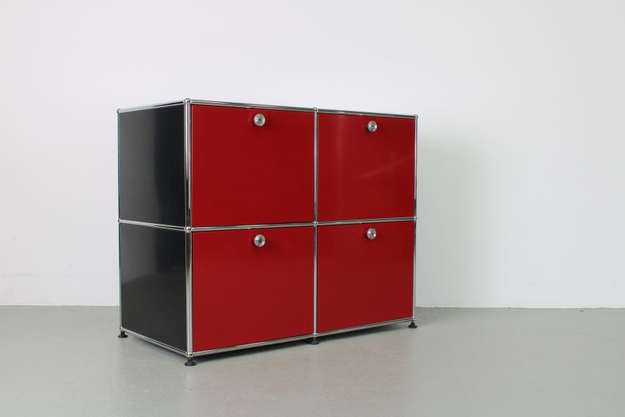 USM Haller kast, 100/50/79 cm, zwart/rood