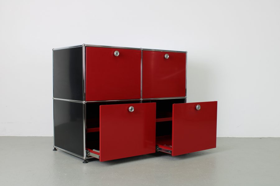 USM Haller kast, 100/50/79 cm, zwart/rood - Afbeelding 3