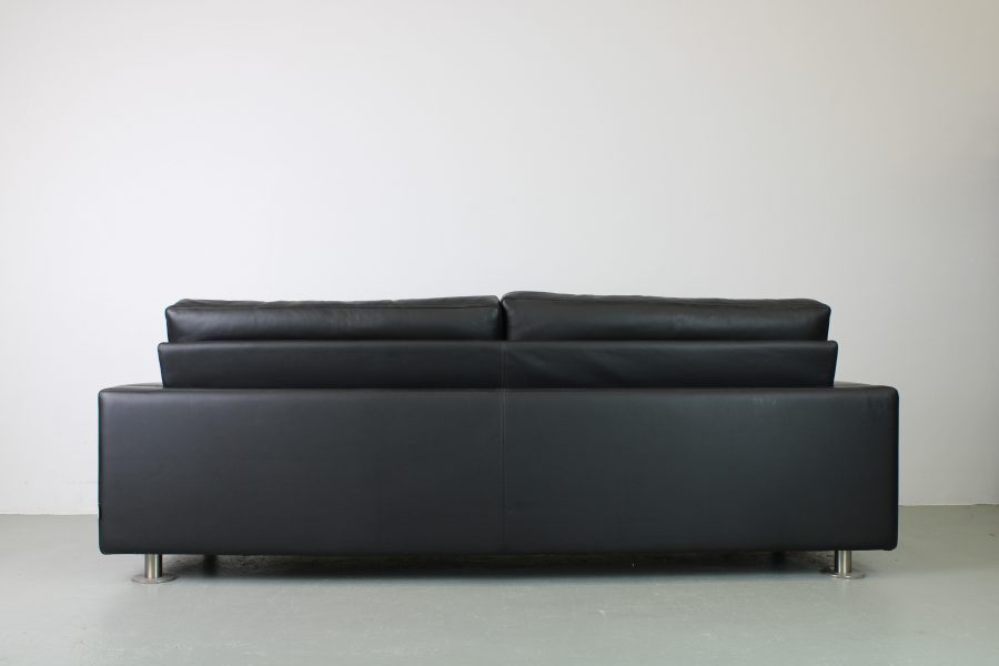 Minotti bank 3-zits zwart leer - Afbeelding 3